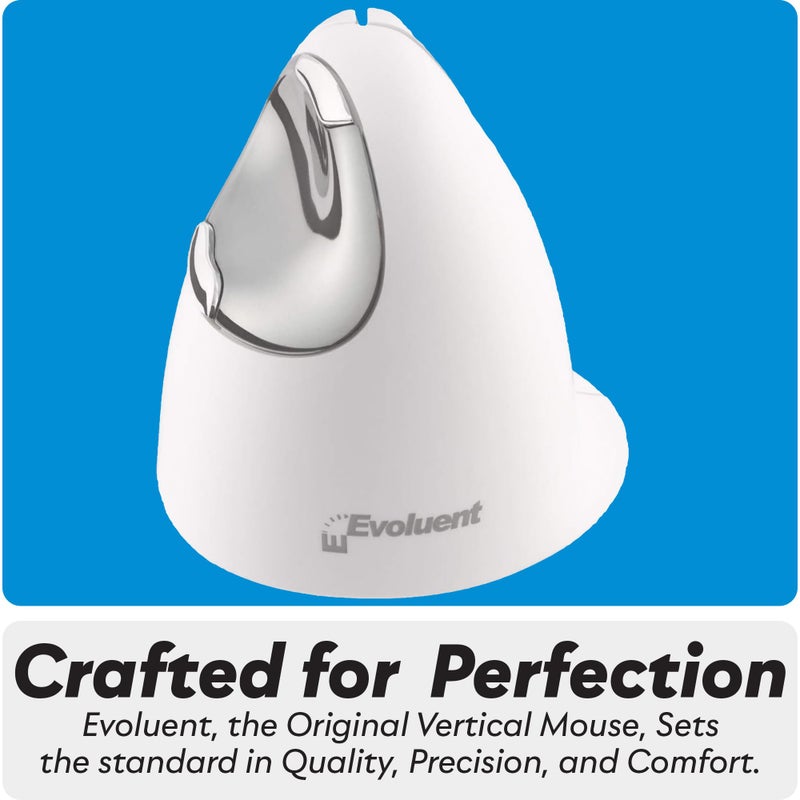 Evoluent â€“ Inventor of The Vertical Mouse â€“ VM4RB Ergonomic Vertical Mouse White Bluetooth for Mac, Right Hand Med to Large, Sculpted for Comfort, Reduces Wrist Strain, 4 Speeds, Plug-N-Play - Image 4